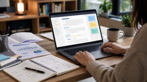 Blank content document transformed into a structured blog post with organized sections and an editing checklist.
