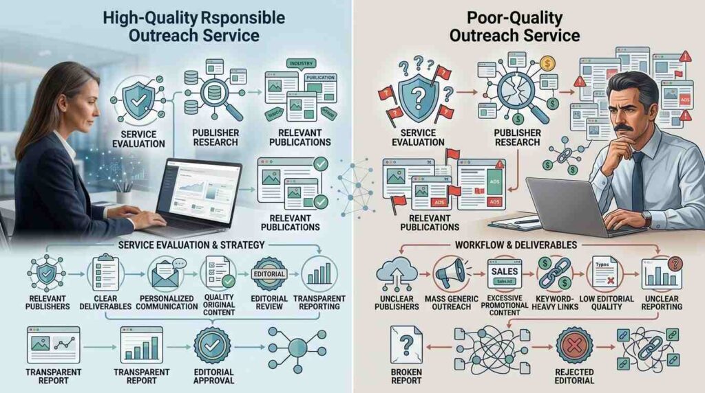 Comparing high-quality and poor-quality paid guest blog outreach services