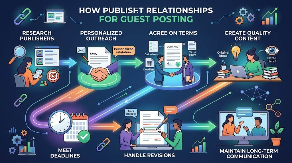  Publisher relationship workflow for guest posting