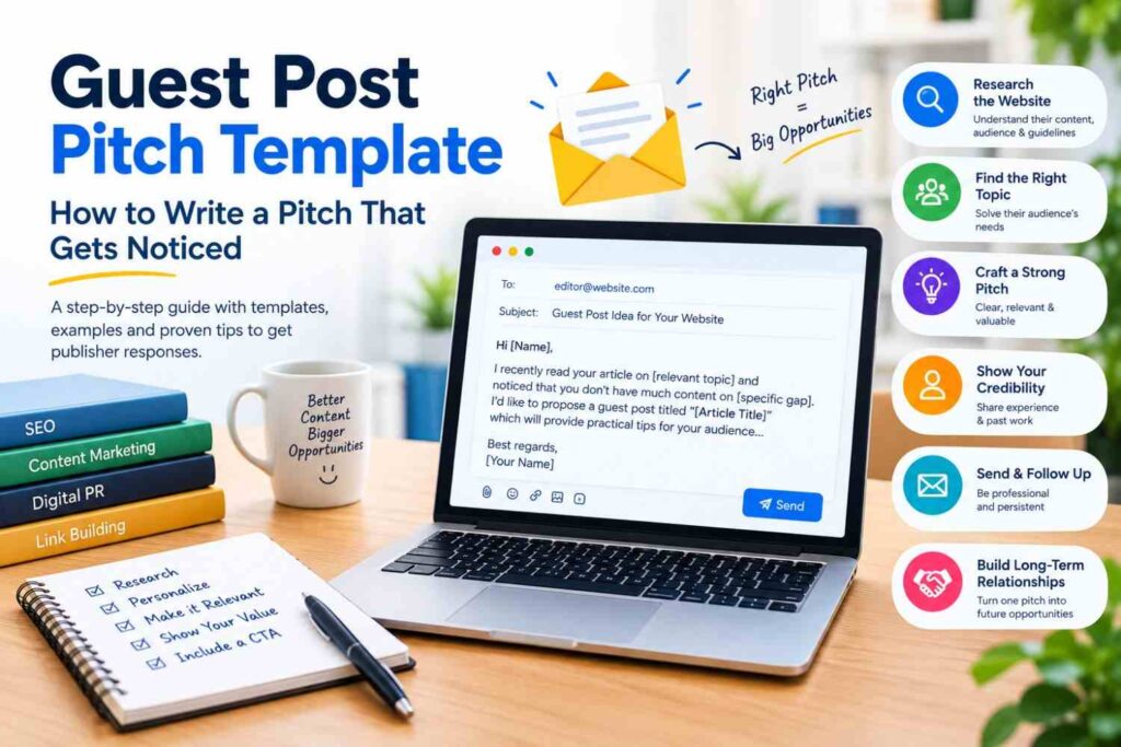 Guest post pitch template showing how to write a pitch that gets noticed