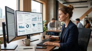 Professional SEO report template with organized metrics, charts, and performance sections