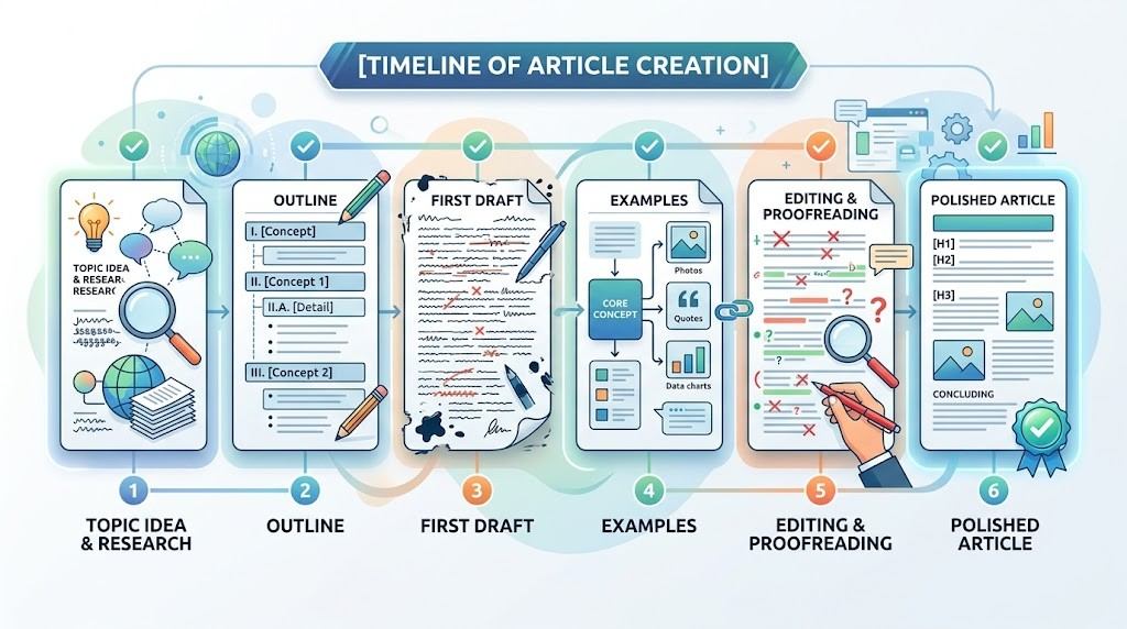Stages of turning a rough blog draft into a polished article