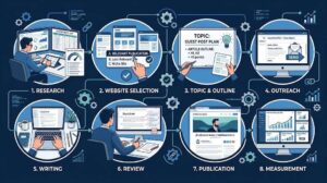 how guest posting works step by step from website research to publication