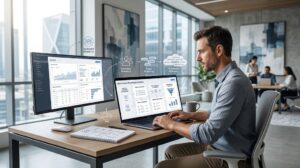 SEO strategist planning a structured content publishing campaign
