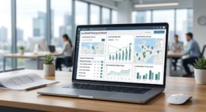 Local rank tracking software showing local search positions, keyword rankings, map results, and ranking trends