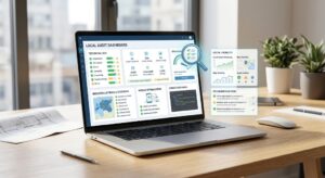 Local SEO audit software showing website audits, local ranking issues, business listings, technical SEO checks, and recommendations
