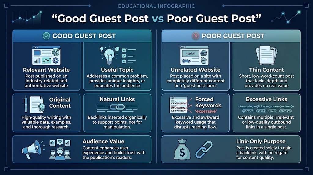 good versus poor guest posting example comparison