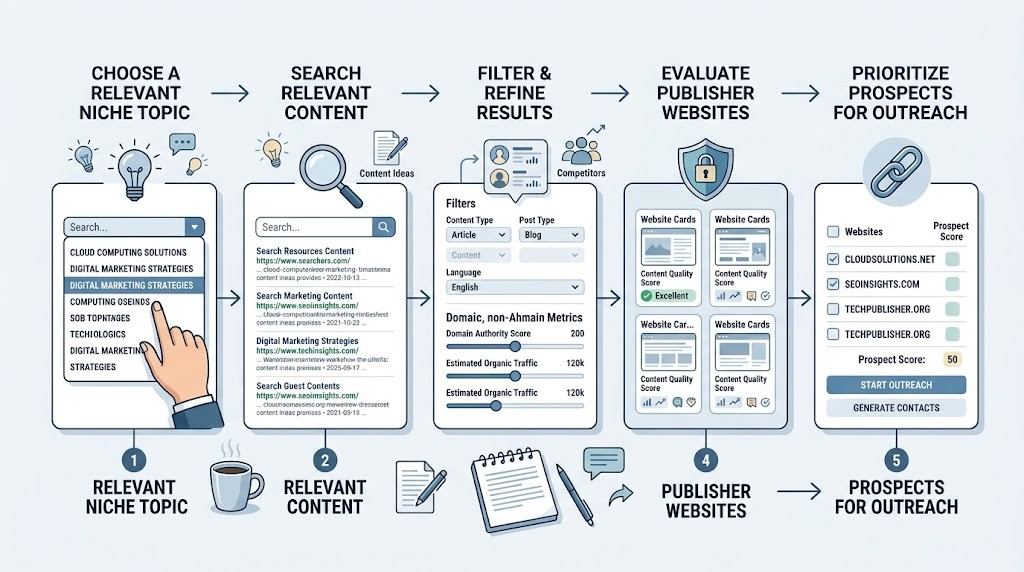 Guest post prospecting workflow using Ahrefs
