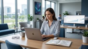 Marketer researching relevant publishing websites for useful guest content