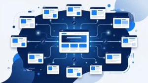 External backlinks connecting relevant websites through a digital link network